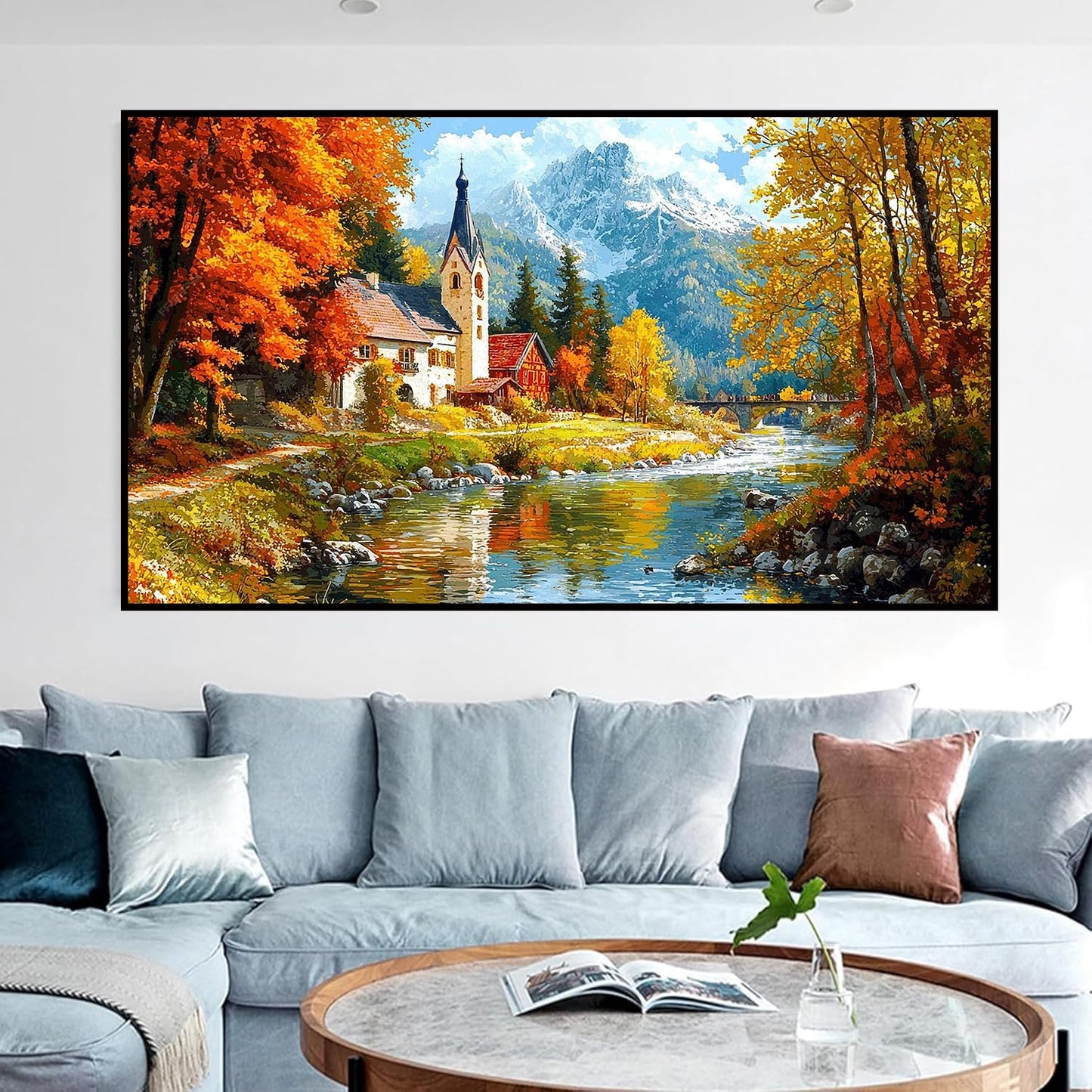 igoodom Large Diamond Art Kits for Adults, Landscape Large Diamond Painting Kit, Full Drill Round Big Diamond Art Kits, DIY Gem Art and Crafts for Home Wall Decor Gift 27.5 X 15.7inch