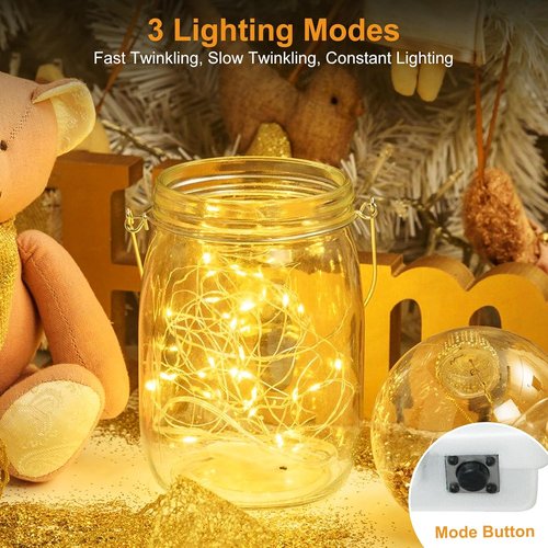 Btfarm 30 Pack Fairy Lights - Battery Operated Twinkle String Lights | Waterproof 7ft Mini Silver Wire for Weddings & Christmas, Warm White/Colorful
