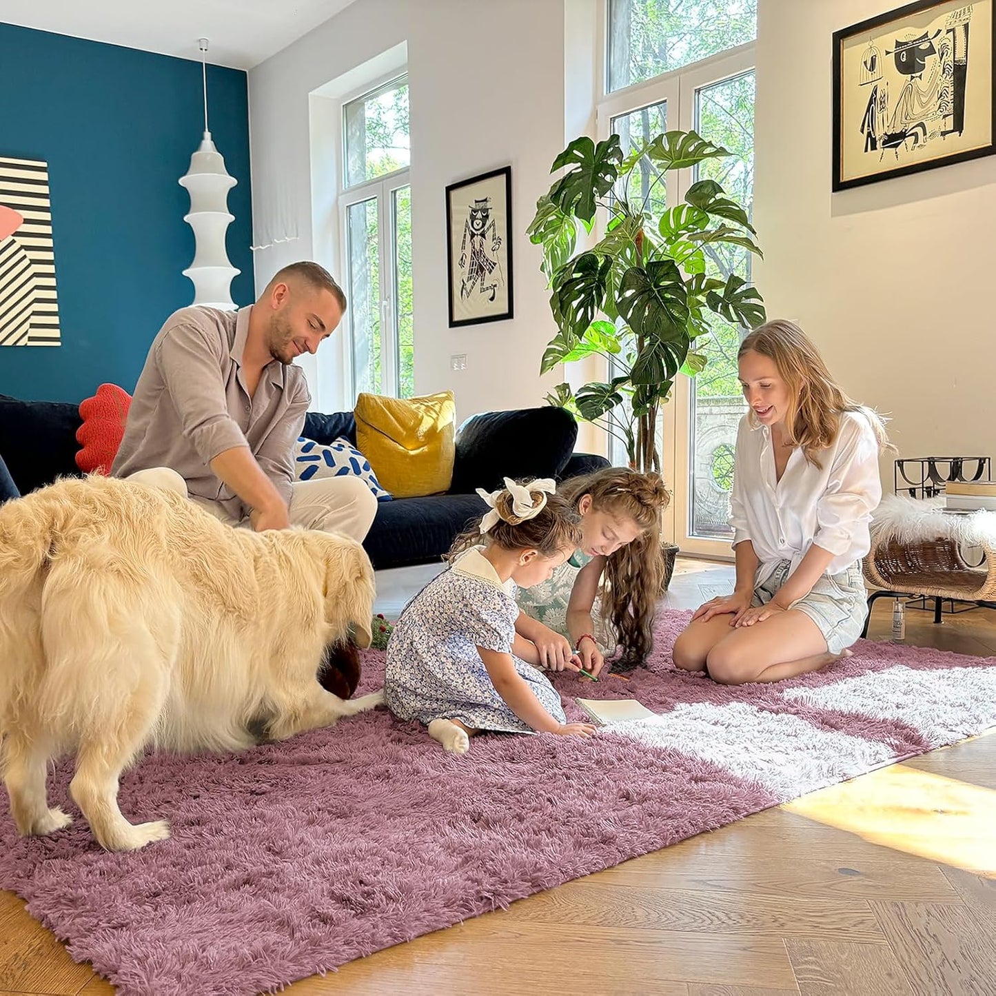 OLANLY Runner Rugs - 2x8 Machine Washable Soft Fluffy Shaggy Carpet for Bedroom & Hallway | Blush Color