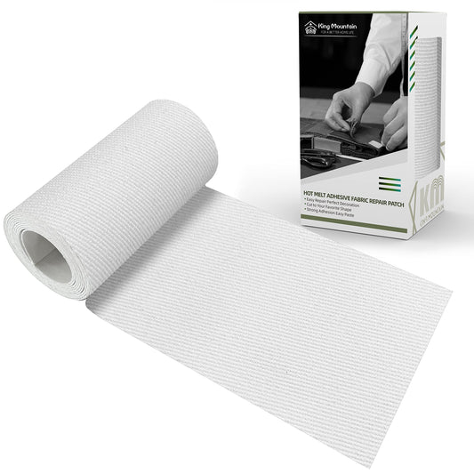 KING MOUNTAIN 100% Cotton Fabric Iron-on Repair Patch, Inside&Outside Clothes Repair Patch, 3"x60" with Backing Glue Repair Decorative Patch kit (White)