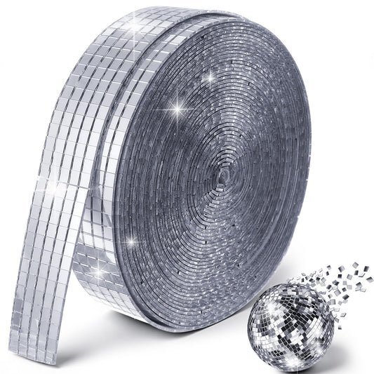 Afcabakila 15000PCS Disco Ball Mirror Tiles Self Adhesive Mosaic Tiles for Crafts, 5x5 mm Disco Ball Tapes Stickers Small Square for Interior, Vases, Photo Frames,and DIY Decoration Accessory