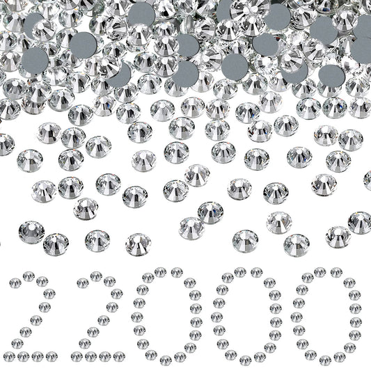 22000 Pcs Hotfix Rhinestone Bulk Crystal Iron on Flat Back Nail Gems Hot Fix Round Glass Rhinestones for Bedazzling DIY Crafts Clothes Shoes Supplies Decoration 2.7-2.9mm(SS10, Clear)