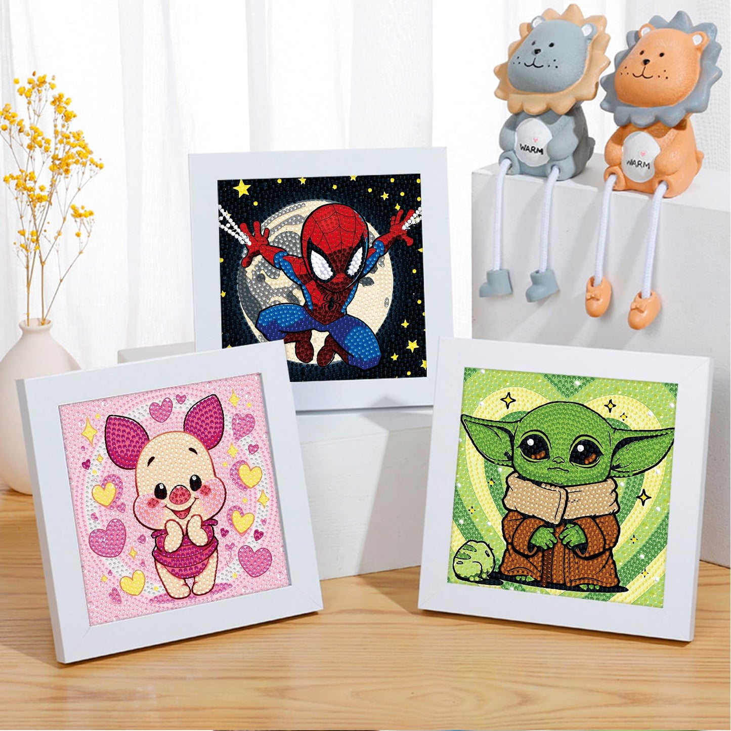 Baiwanerxiang Diamond Art Kits for Kids Ages 8-12, 6 Pcs Diamond Painting for Kids Full Drill Diamond Art Gem by Number for Kids Mosaic DIY Craft Gifts for Home Wall Decor, 6x6 Inch