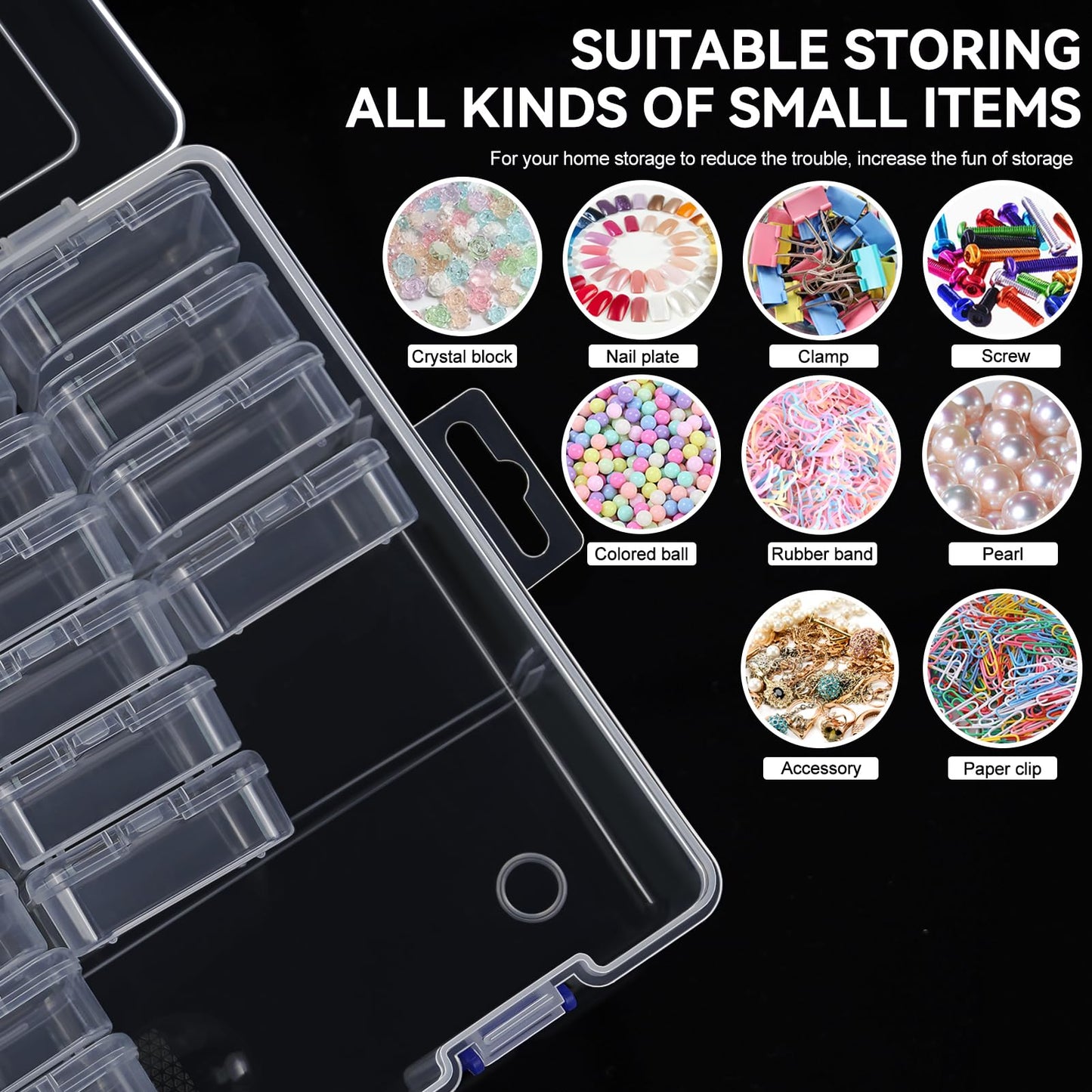 DILIBRA Bead Organizer Box, 46Pcs Small Bead Organizers and Storage Plastic Cases, Mini Clear Storage Containers Boxes with Hinged Lid for Diamond Painting Accessories Seed Jewelry Crafts