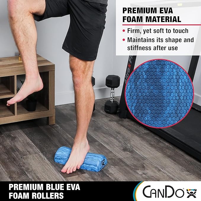 CanDo Blue Marble High Density EVA Foam Roller For Muscle Restoration, Massage Therapy, Sport Recovery, And Physical Therapy. 6" x 36", Half-Round (30-2210)