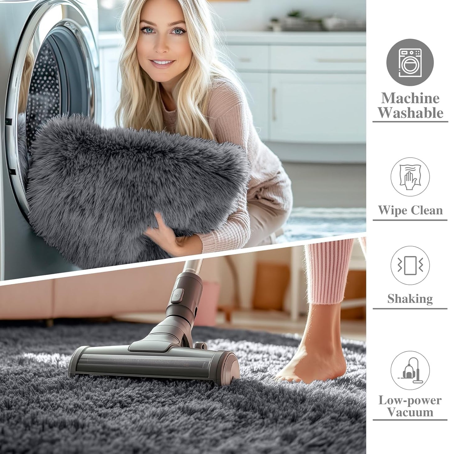 OLANLY Large Area Rug - Soft Fluffy Shaggy Carpet for Living Room & Bedroom | 9x12 Grey Indoor Decor