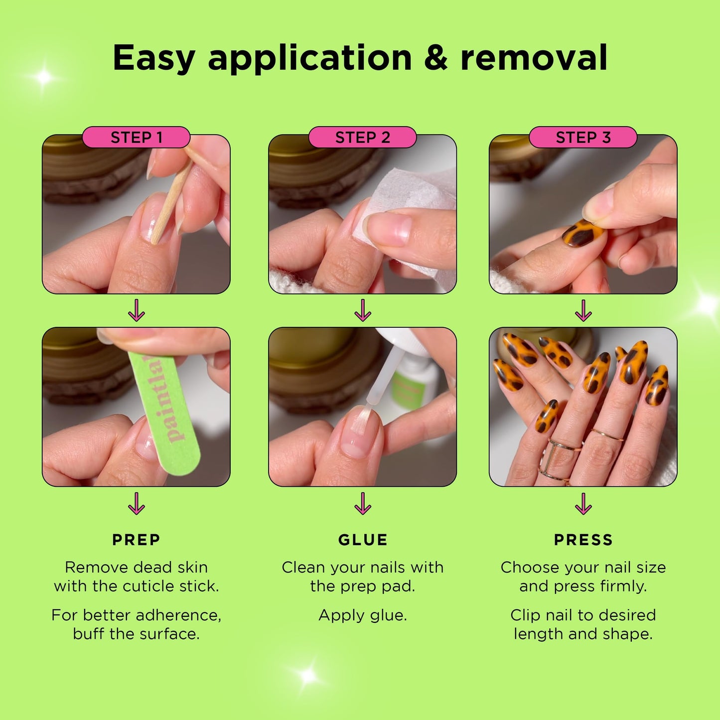 PaintLab Press On Nails - Holy Guacamole Green Almond Fake Nails, 24 Nails in 12 Sizes with Glue, Reusable Salon Quality Press On Nails