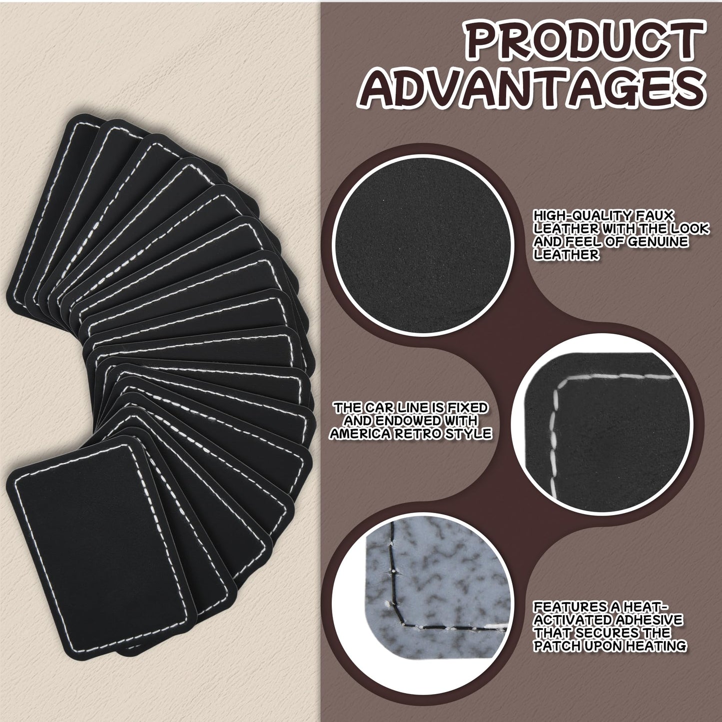 BUVKHMX Faux Leather & Leatherette Hat Patches - 60 Pack Blank Laserable Patches with Adhesive Backing for Customization, Fabric Repair, Sewing & Laser Engraving Supplies(3 x 2 Inch)