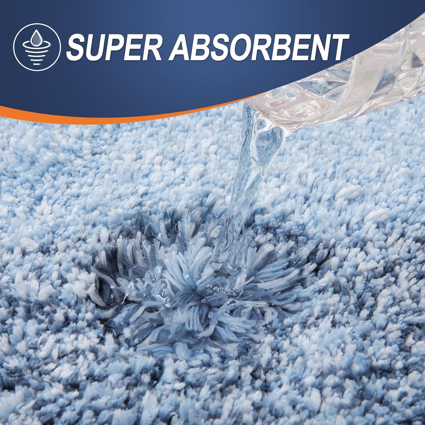 OLANLY Large Bathroom Rugs - Extra Soft Microfiber Mat 40x24 | Quick Dry, Machine Washable, Blue