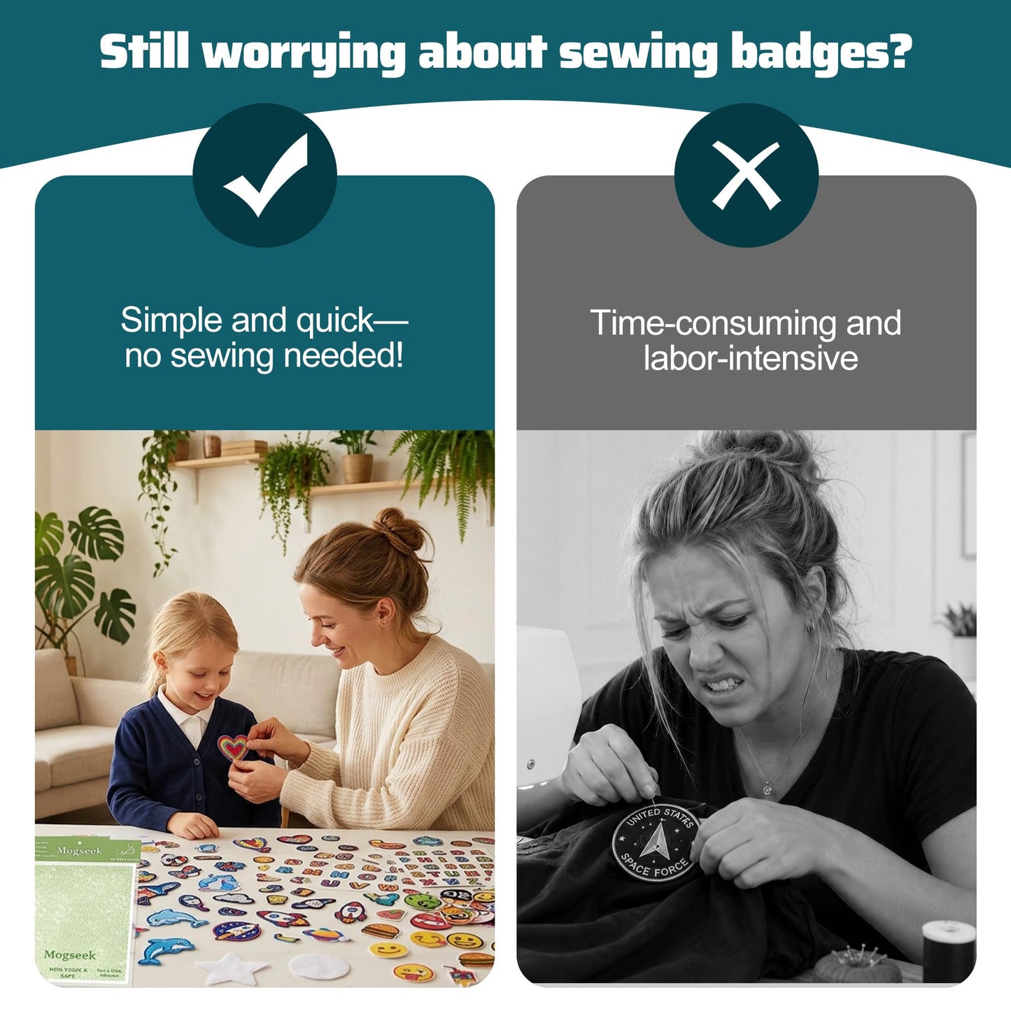 Patch Magic Adhesive, Girl Scout Patch Adhesive Washable Double-Sided Glue for Scout Badges, Patches, Fabric, and More, Cut to Fit Freestyle, No Sew No Iron 4 Pack