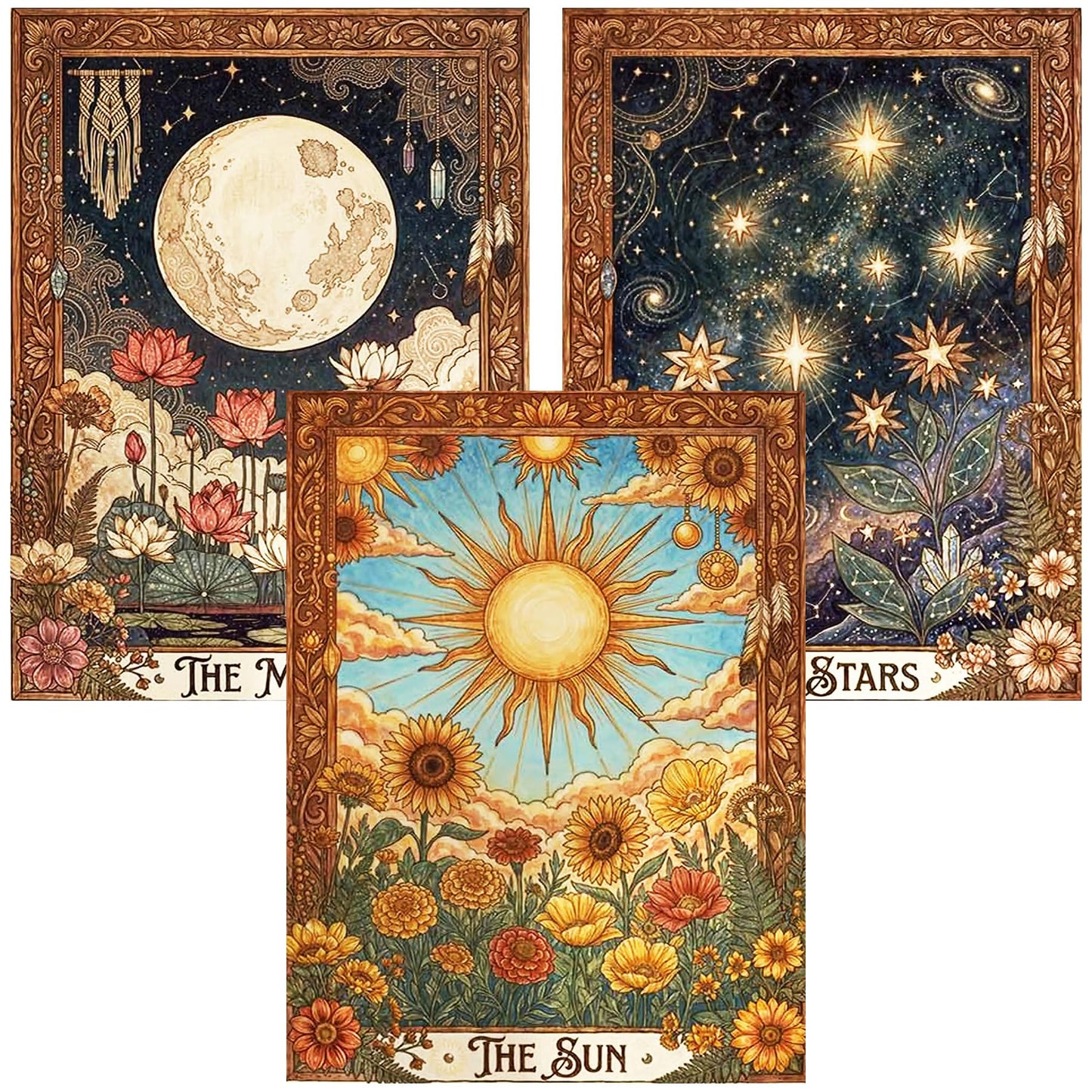 Benjenes 3PCS Diamond Art Kits for Adults, Tarot Theme Diamond Painting Kits for Adults, 5D DIY Round Drill Gem Art Paint with Diamonds Dots Crafts Kits for Home Decor Gift 12x16 inch