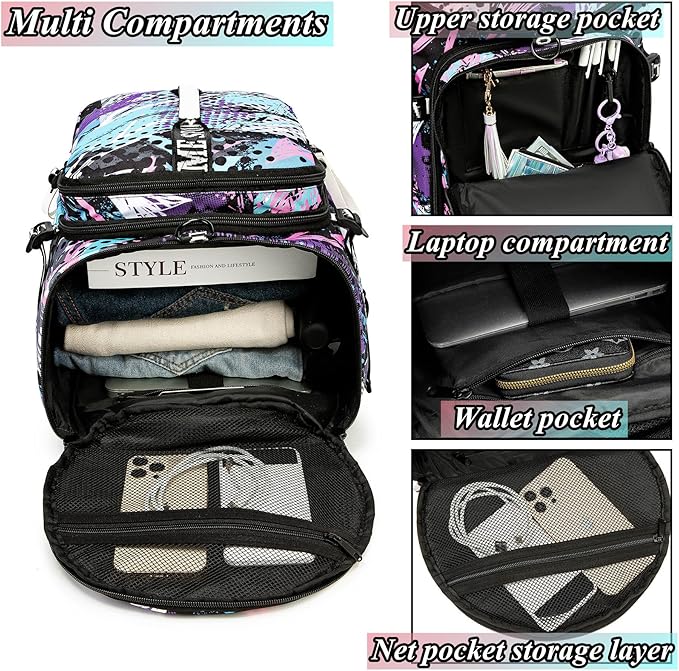 Gym Duffle Bag Backpack with Shoe Compartment,4 ways Travel Backpack for Women and Men,Multi-Functional Weekender bag with Waterproof Layer&Laptop Compartment for Fitness, Travel,Camping