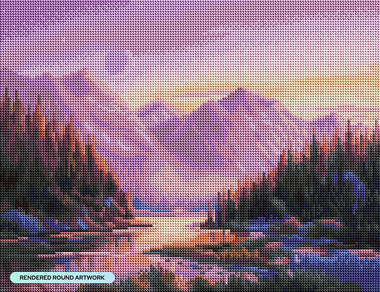 DIAMOND ART CLUB Purple Mountain Majesty Diamond Painting Kit, Fun DIY Crafts for Adults, Round Diamond Art Canvas, 17" x 13" (42.6 cm x 32.8 cm)