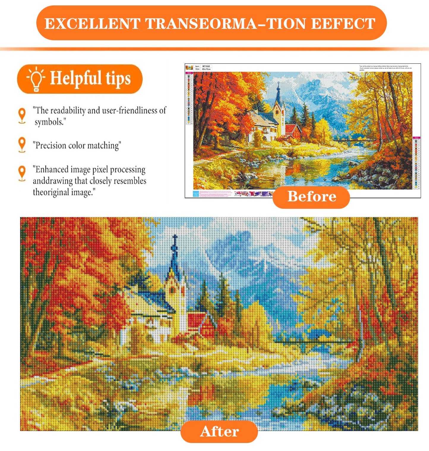 igoodom Large Diamond Art Kits for Adults, Landscape Large Diamond Painting Kit, Full Drill Round Big Diamond Art Kits, DIY Gem Art and Crafts for Home Wall Decor Gift 27.5 X 15.7inch