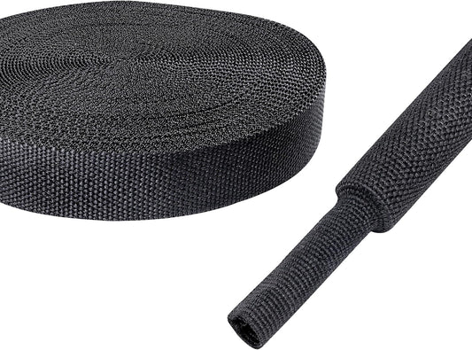BuyUneed 2:1 (3/8" 30ft) Heat Shrink Fabric Tubing Braided Sleeving - Abrasion Protection Flexibility Wiring Harness