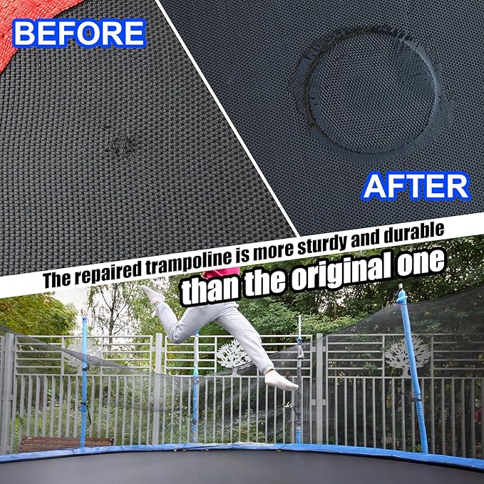 4pcs Self-Adhesive Trampoline Patch Mat Repair Kit, Square Patches Accessories for Holes or Tears in Trampoline Mats Heavy Duty