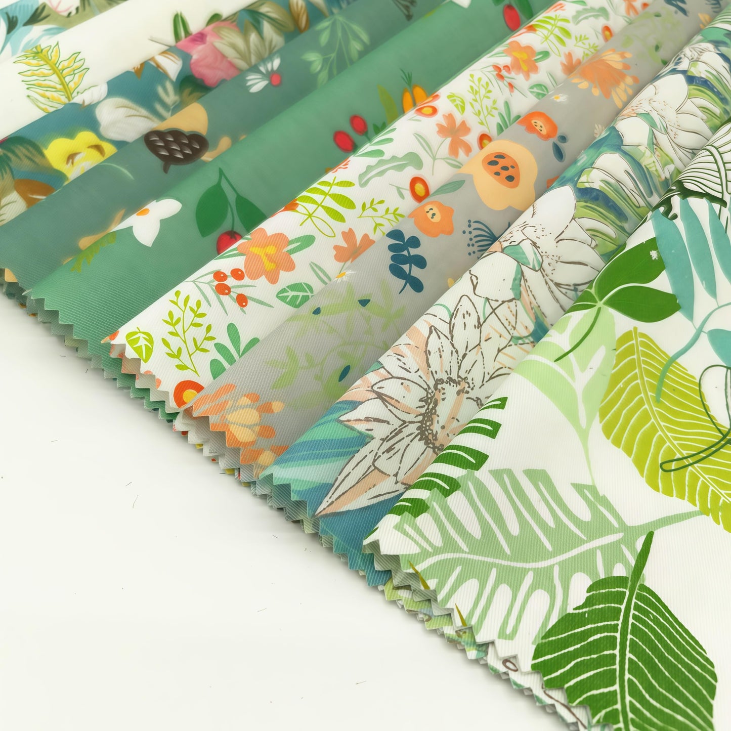 iMZOON 22Pcs 10" Fabric Squares No Repeat Precut Cotton, Wavy Edge Quilting Supplies, Perfect DIY Sewing Supplies Leaf Green Patchwork