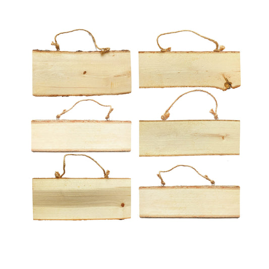 6-Pack Wood Signs Basswood Rectangle Plaque Wooden Slice for Crafts Burning Carving (4x10x0.42 in)