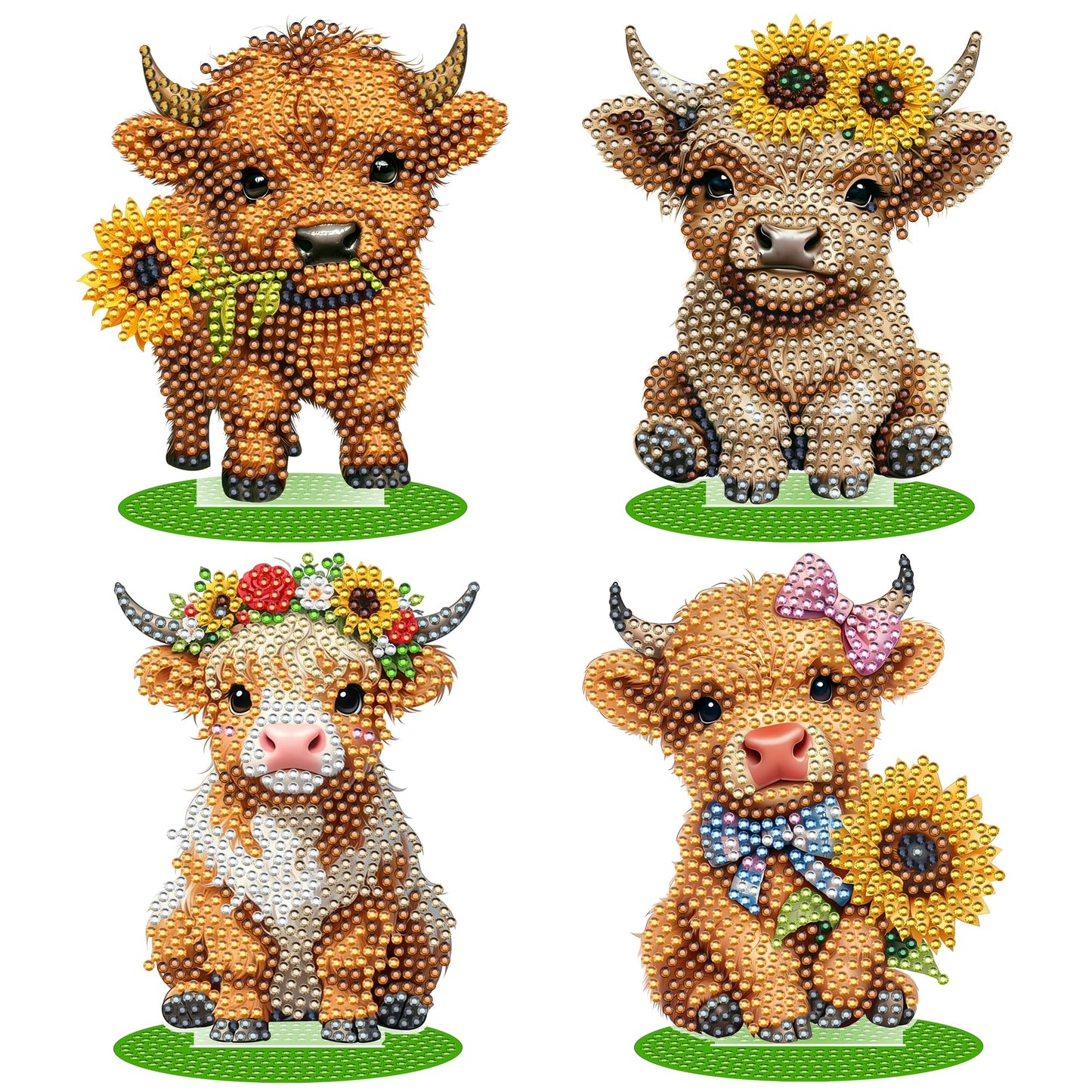 Crystallyn Highland Cow Diamond Art Kits for Adults, Stand Up Cow Diamond Painting Kits for Adults Beginners, 5D DIY Diamond Art Full Drill Gem Art Tabletop Decor