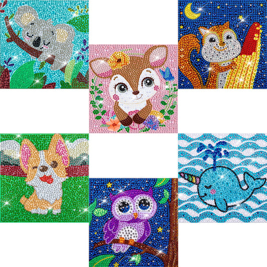 Labeol Diamond Art Kits for Kids Crafts for Girls Ages 6-8-10-12 Easy to DIY Creative Diamond Art Sticker Craft by Numbers Kits for Kids and Adult Beginners (6 Pack Adorable)