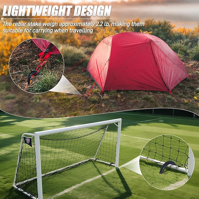 Anothera 8 Pack Heavy Duty Trampoline Stakes, 12 Inches Trampoline Anchors High Wind, Heavy Duty U Shaped Rebar Stakes for Trampoline, Tents, Inflatables, Fences, Outdoor Decoration