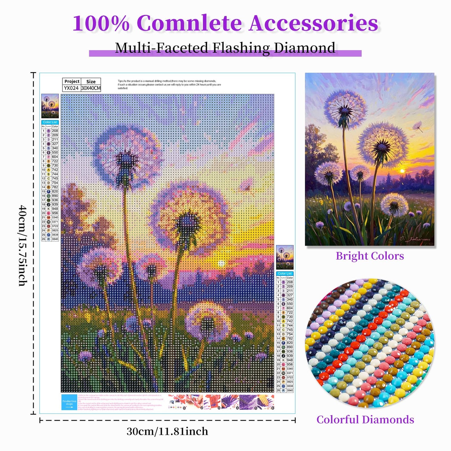 BWFY 12 Pack Diamond Art Kits for Adults,5D Diamond Painting Kits for Adults,Flower Series Paint with Numbers Diamonds for Home Wall Decor Festival Gift, 12x16 Inch