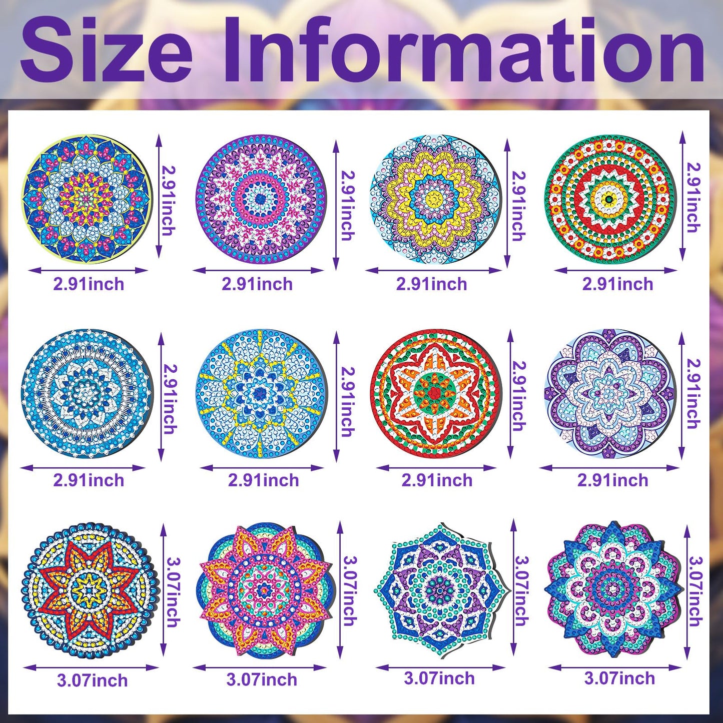 Zonon 12 Pcs Refrigerator Diamond Painting Magnets Easy Diamond Art Painting Magnetic Stickers Kits Fridge Magnets for Adults DIY Home Decors(Classic Mandala)