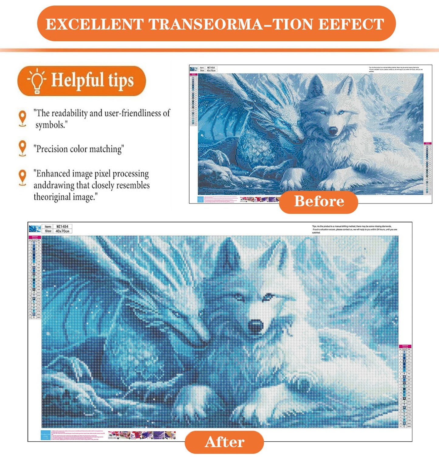 igoodom Large Diamond Painting, Dragon and Wolf Large Diamond Art Kits for Adults, Full Drill Round Big Diamond Painting, DIY Gem Art and Crafts for Home Wall Decor Gift 27.5 X 15.7inch