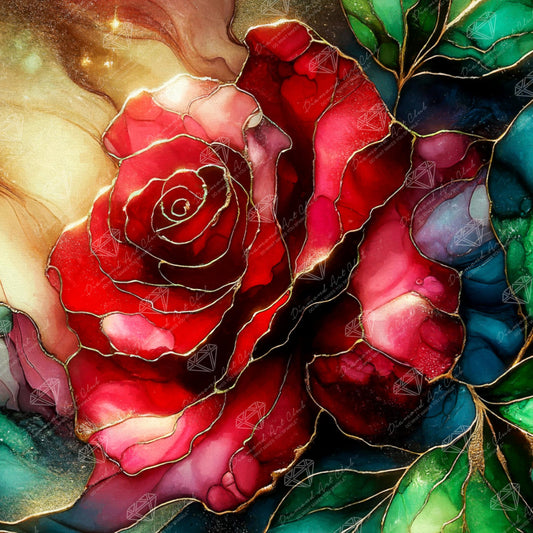 DIAMOND ART CLUB Magical Red Rose Diamond Painting Kit, Fun DIY Crafts for Adults, Square Diamond Art Canvas, 13" x 13" (32.9 cm x 32.9 cm)