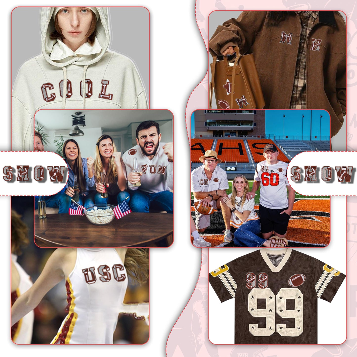 Meneng Iron On Letters Patches for Clothing: 48PCS Football A-Z Alphabet and 0-9 Embroidered Patch for Bowl Party Gifts - Football DIY Crafts for Customizing Jackets Backpacks Hats Jerseys Name&Number