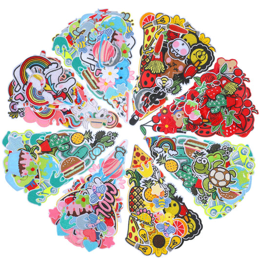 Yinder 95 Pcs Assorted Embroidered Iron on Patches Bulk Random Sew on Applique Patches DIY for Hat Backpack Jeans Repair Clothing Repair Supplies