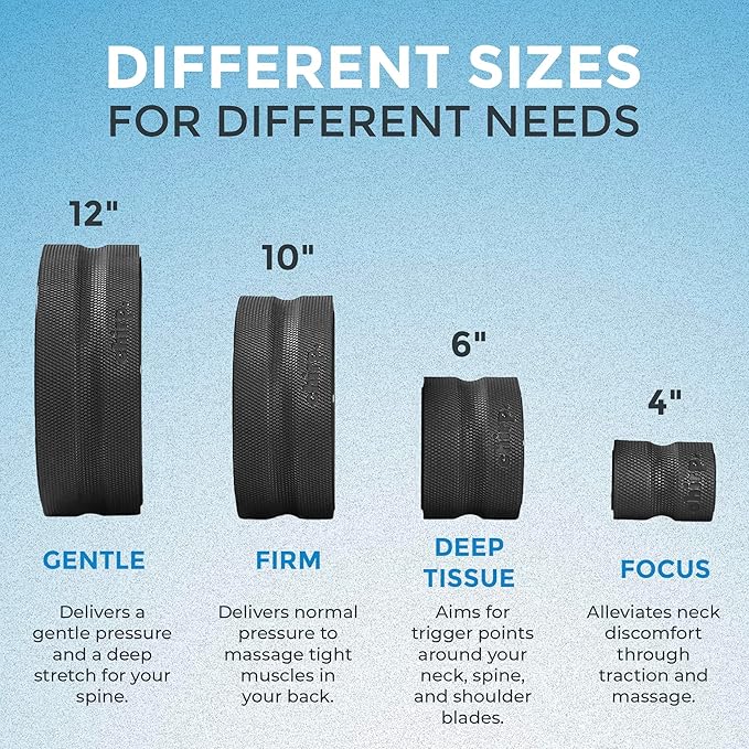 Chirp Wheel Foam Roller ??Targeted Back & Neck Relief, Lumbar Spine Stretcher, Spinal Decompression Back Stretcher, Massage Roller with Density Foam for Physical Therapy, Supports 500lbs, 4-Pack Black