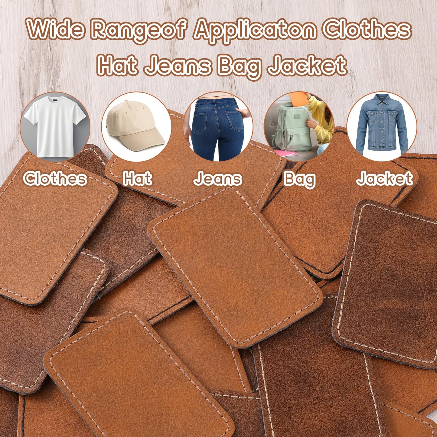 120 PCS Leather Patches for Hats, Blank Leatherette Hat Patches Iron on Patch Bulk Laserable for Repairing Hats and Clothing, Custom Laser Engraving and DIY Crafts-3 Colors