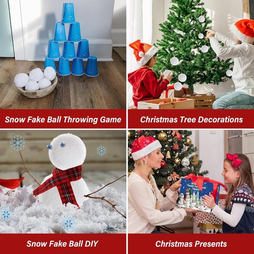 Homiar Snow Fake Balls - 100 PCS Soft Artificial Snow Toy Balls for Indoor & Outdoor Fun | Winter Party Decorations