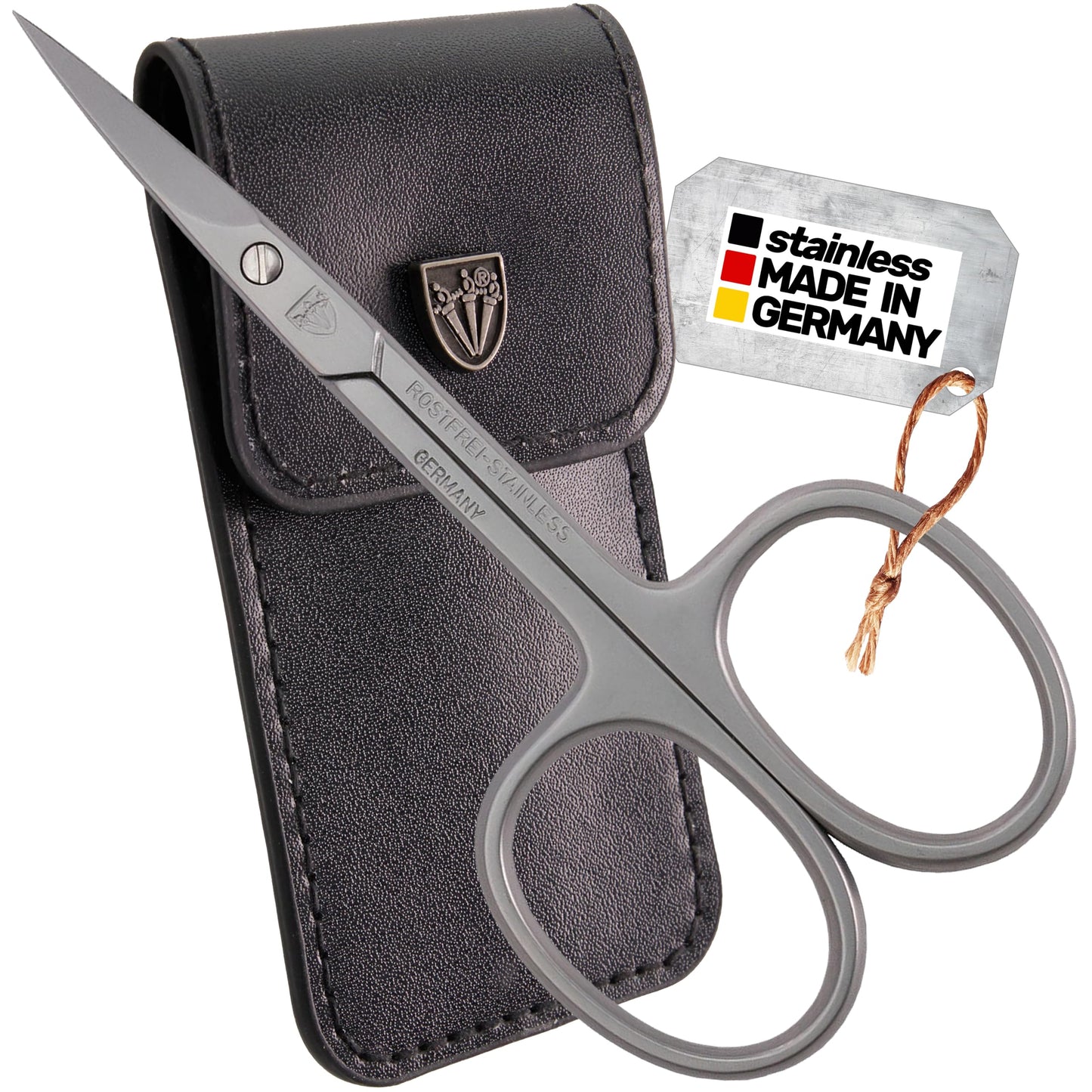 3 Swords Germany - brand quality STAINLESS STEEL INOX CURVED CUTICLE SCISSORS (1 PIECE) with case for manicure pedicure - nail care by 3 Swords - Made in Germany