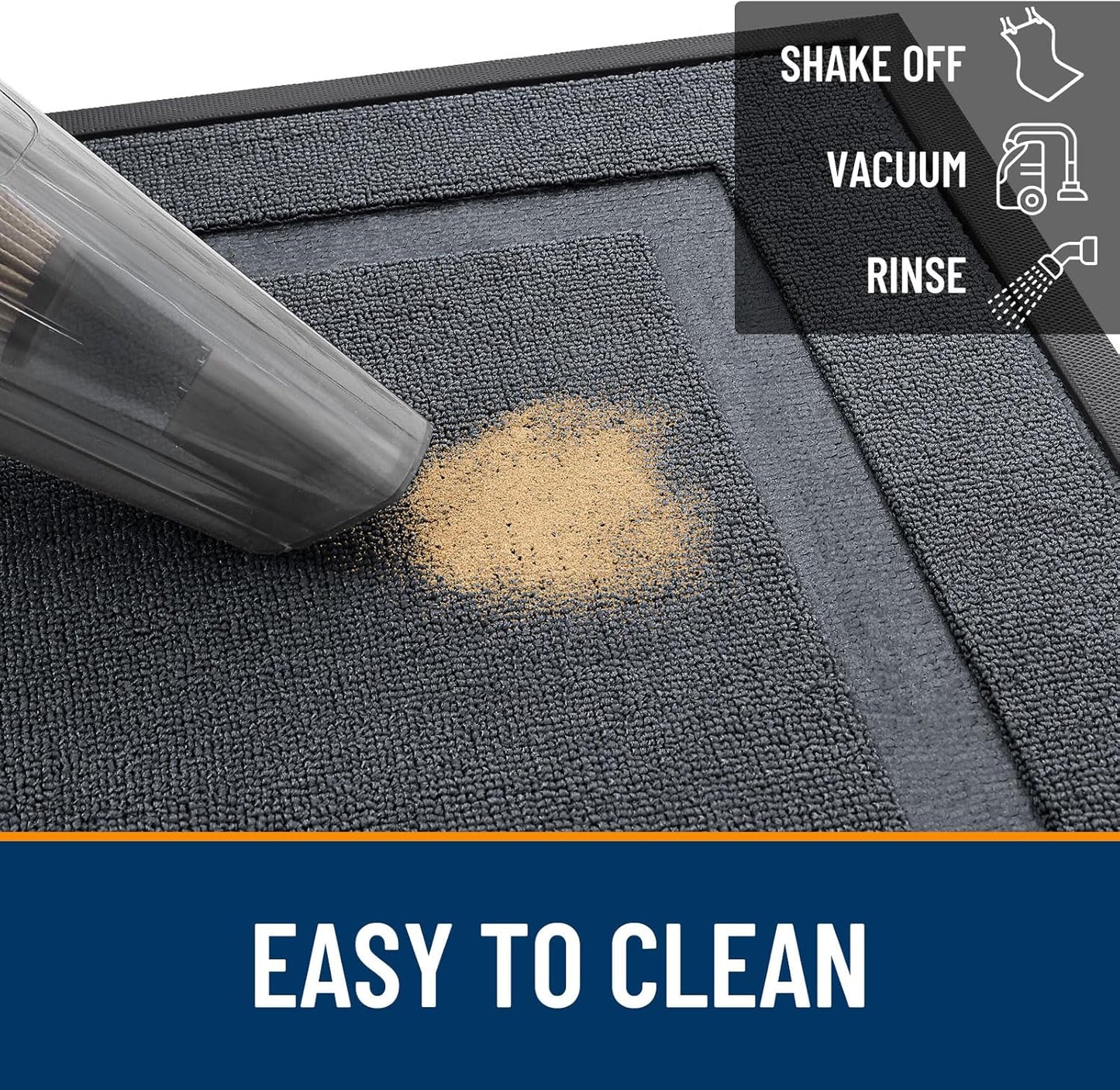 OLANLY Waterproof Front Door Mat - All-Season Indoor/Outdoor Doormat, Easy Clean, 47x23, Charcoal Gray