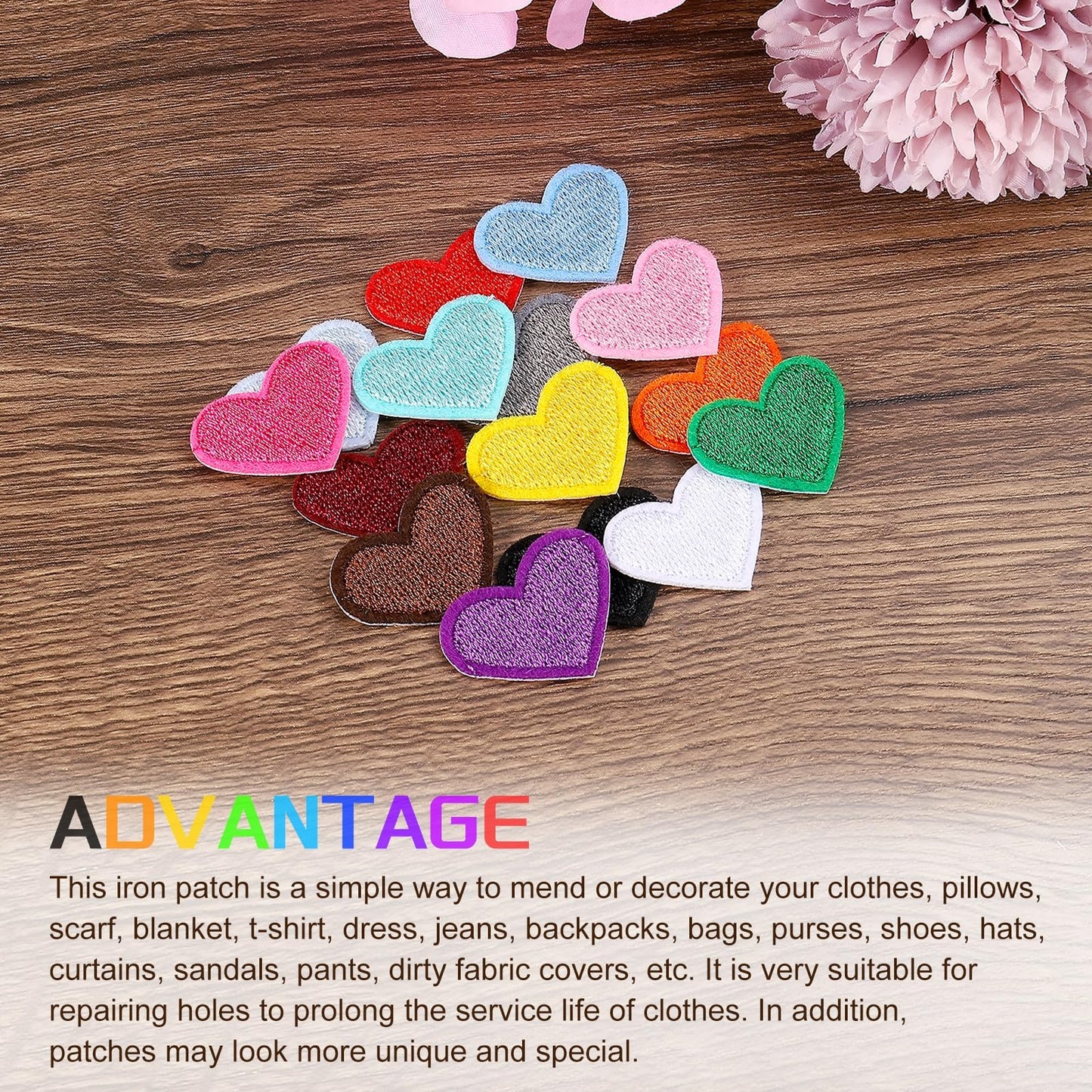 MECCANIXITY Heart Shaped Iron on Patches 7x6.8cm Embroidered Sew Patches Appliques Garment Embellishments for Clothing Repair Backpack Shoes Decoration White 30Pcs