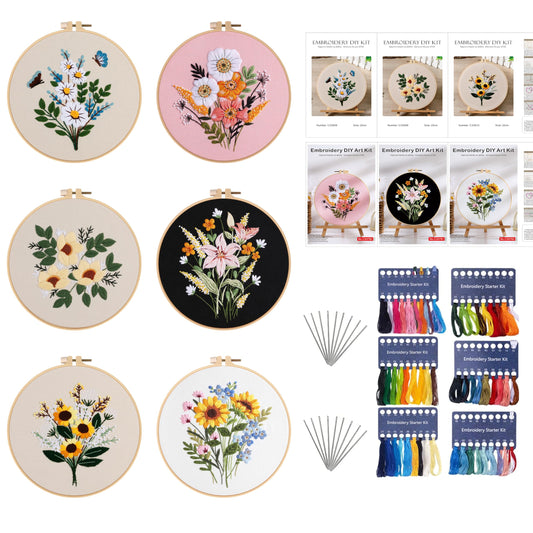 3 Set Embroidery Stitches Practice Kit, Embroidery Kit for Beginners with Embroidery Patterns, Beginner Embroidery Kit, Embroidery Kits for Adults, Hand Embroidery Kit, Embroidery Kit for Kids