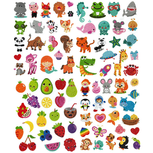 sinceroduct 80pcs Diamond Stickers for Kids - 5D DIY Gem Art Kits, Safe and Colorful Crafts for Girls, Boys, and Beginners