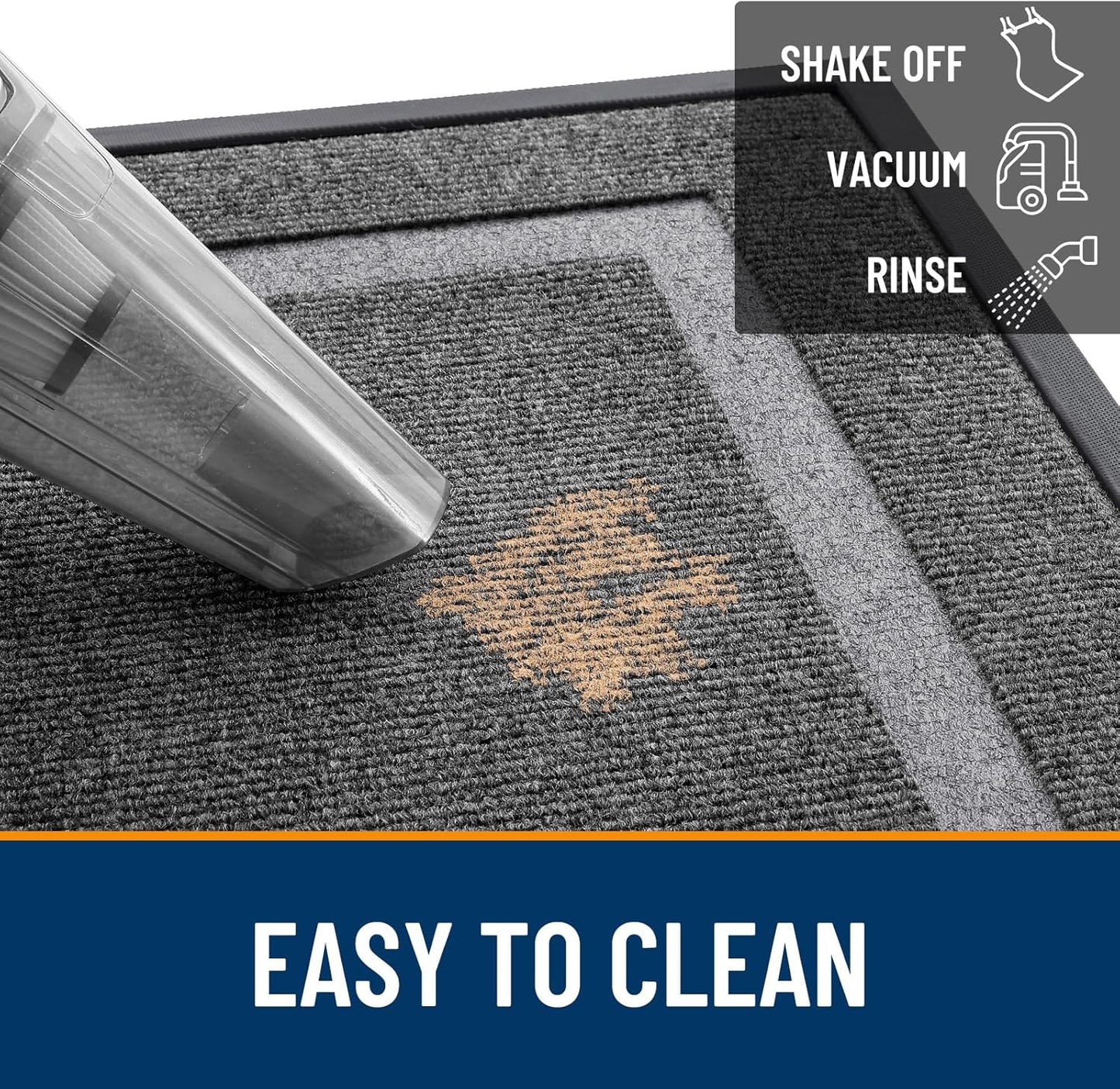 OLANLY Indoor Outdoor Front Door Mat - Waterproof All-Season Doormat, Sturdy Rubber, 59x35, Dark Grey