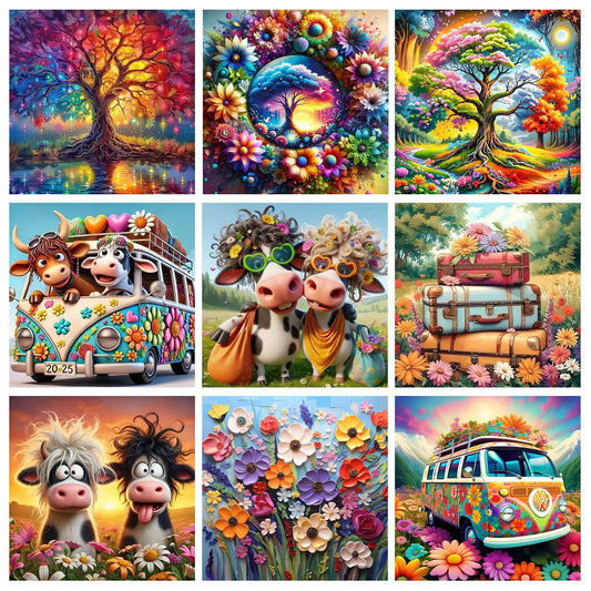 GREENCRUISE 9 Pack Diamond Painting Kits for Adults, 5D Diamond Art Kits for Beginners, DIY Full Drill Paint with Diamond, Home Wall Decor 12 x 12 Inch TYPE5