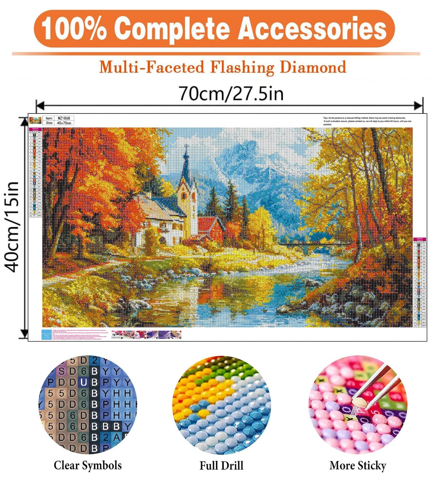 igoodom Large Diamond Art Kits for Adults, Landscape Large Diamond Painting Kit, Full Drill Round Big Diamond Art Kits, DIY Gem Art and Crafts for Home Wall Decor Gift 27.5 X 15.7inch