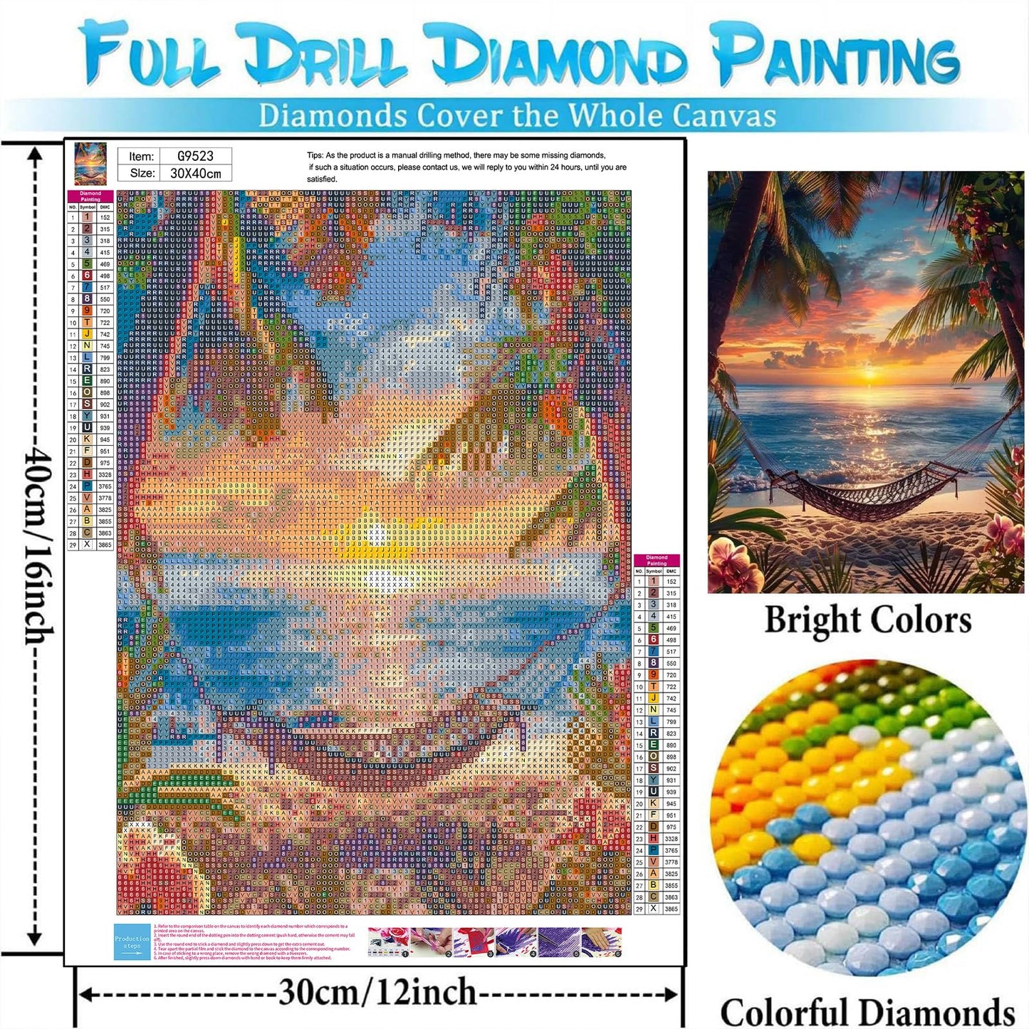 bleihum 3 Pack Beach Diamond Art Kits for Adults, Sunset 5D Diamond Painting Kits for Adults Beginners, Seascape DIY Round Full Drill Gem Art and Crafts Home Decor 12x16 Inch