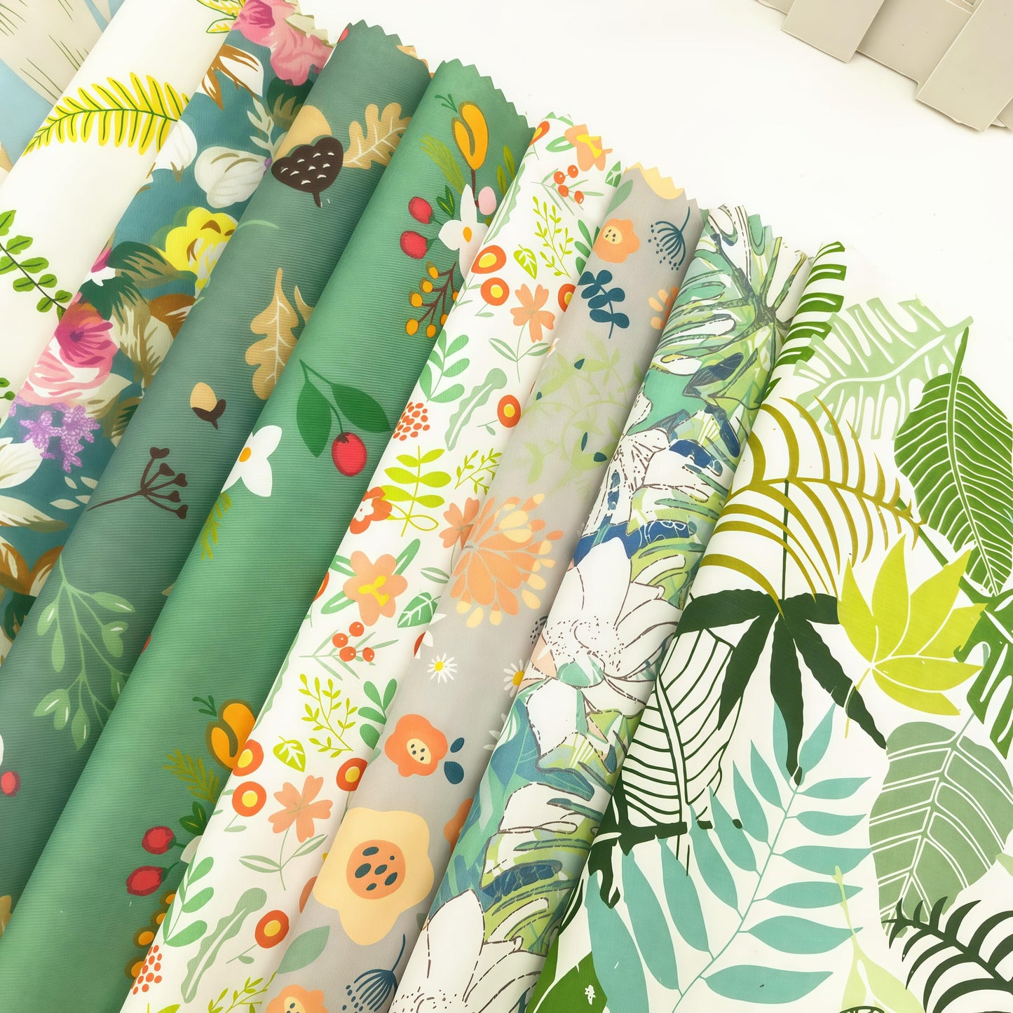 iMZOON 22Pcs 10" Fabric Squares No Repeat Precut Cotton, Wavy Edge Quilting Supplies, Perfect DIY Sewing Supplies Leaf Green Patchwork
