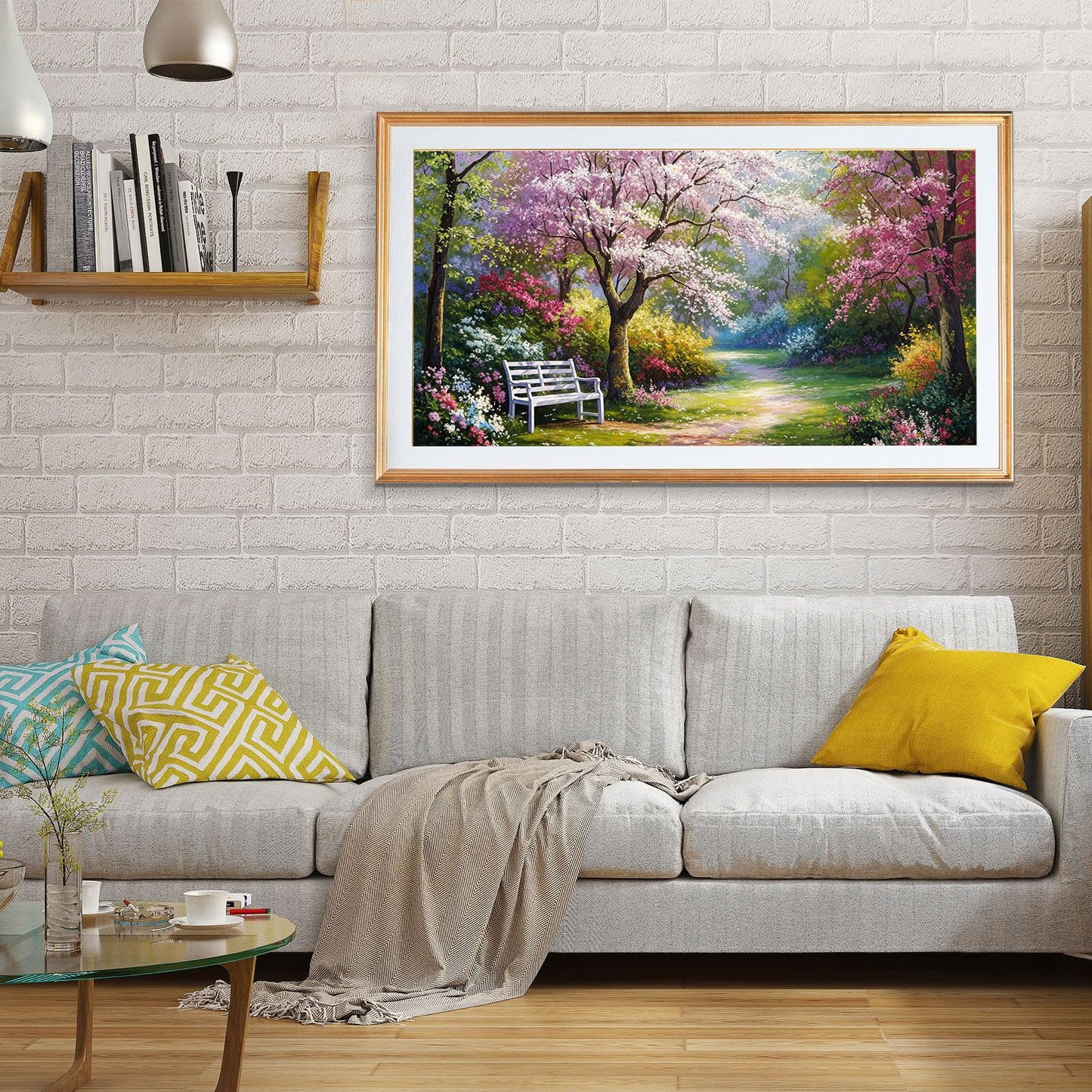 JOOZ Flowers Diamond Painting Kits for Adults 5D Large Landscape Diamond Painting Kit for Adults Full Drill Trees Diamond Painting Kits Gem Art Kits for Home Wall Decor 27.5x15.7Inch