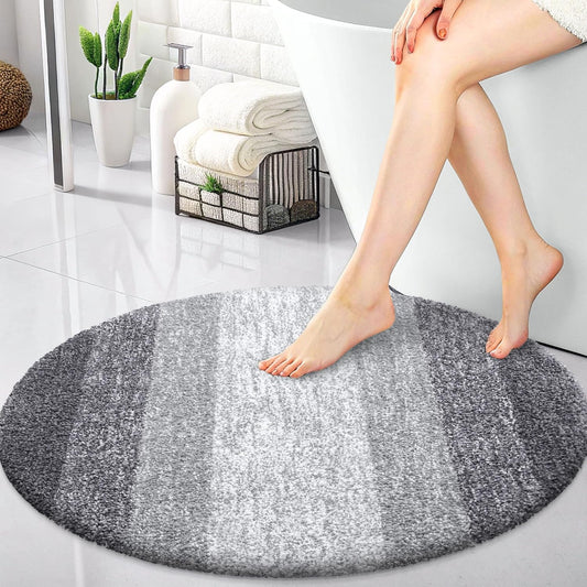 OLANLY 30-Inch Round Bathroom Rug - Extra Soft, Absorbent Microfiber | Quick Dry, Machine Washable, Grey