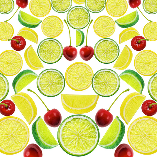 40Pcs Artificial Lifelike Cherries Lemon Lime Slices and Wedges. Decorative Lemon Slices and Blocks Red Black Cherries Fake Fruit for Home House Kitchen Party Wedding Décor Desk Ornament DIY Craft