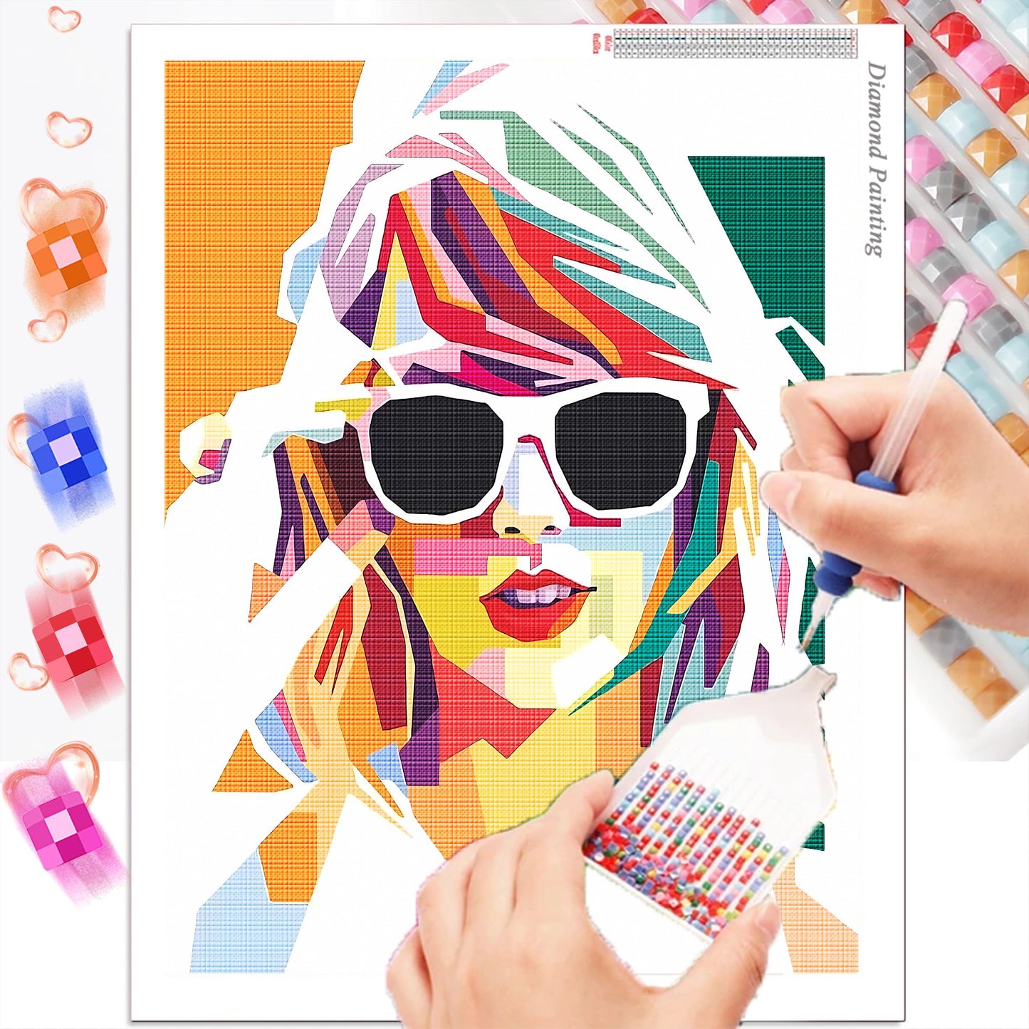 LETISH 5D Diamond Painting for Adults,DIY Diamond Painting Kits,Diamond Painting Kit Art for Wall Home Decor Arts Craft (Yellow Glasses)