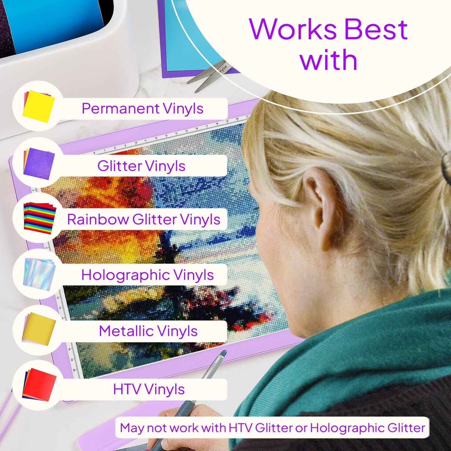 iVyne Corded Light Pad for Weeding Vinyl - A4 Light Box for Drawing - Light Board for Tracing - Light Box for Diamond Painting, Weeding Vinyl, Sketching, Tracing (Purple)