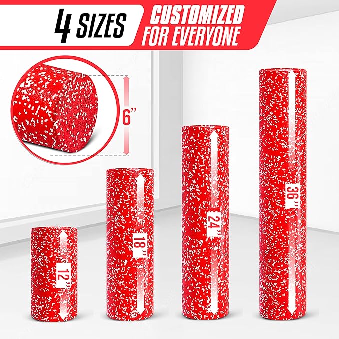 Yes4All High-Density EPP Round Back Roller Foam, Exercise Foam Roller for Yoga, Pilates & Stretching - 12, 18, 24, 36 inch